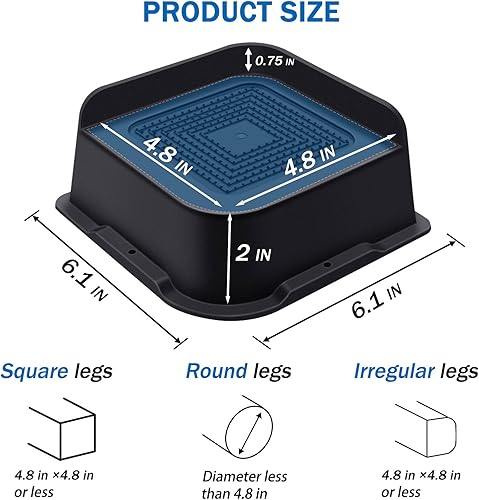 Miniatura 2 de ANNKUT Elevadores de cama de 2 pulgadas resistentes, elevadores de muebles para cama, escritorio, mesa, sofá, elevadores de cama de gran tamaño,