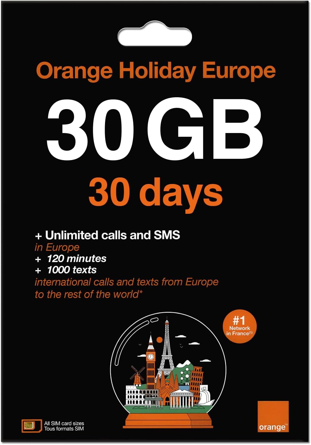 Orange Holiday Europe – 30GB Internet Data in 4G/LTE + 120 mn + 1000 Texts in 30 Countries in Europe