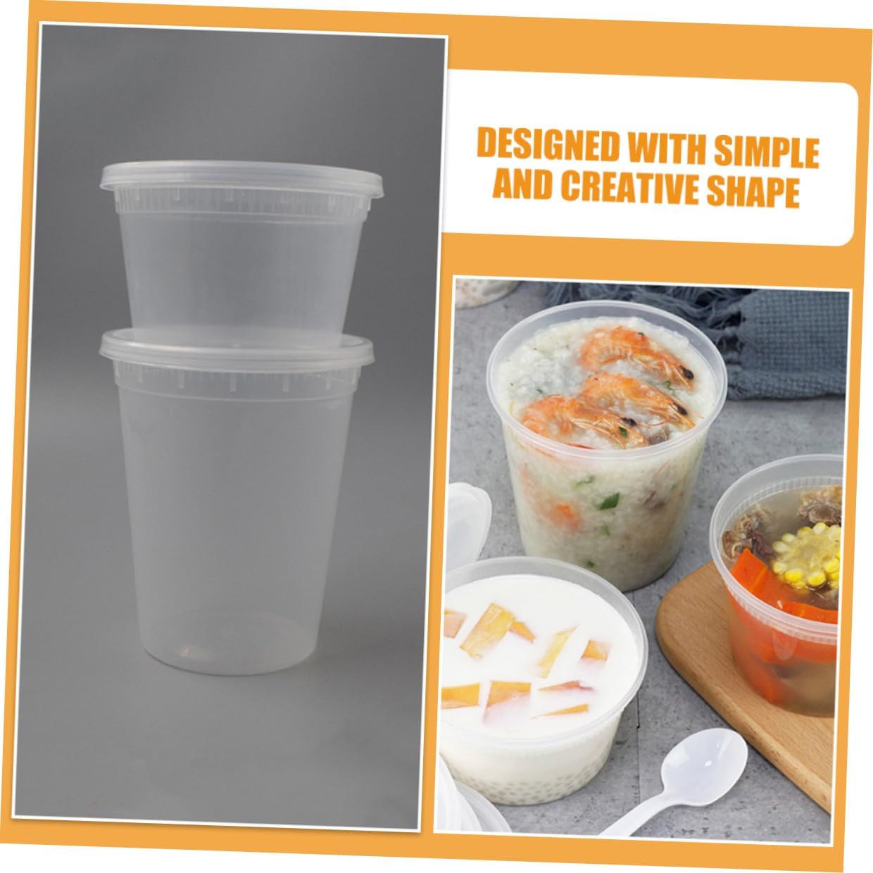 Disposable Takeout Soup Bowls with Lids 16oz 32oz Plastic Containers Oil-proof Food Storage Cups for Hot and Cold Meals 50pcs Set