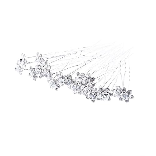 20pcs Rhinestone Rose Flower Hair Bobby Pin Crystal Bride Wedding Metal Clip de pelo Decoración U forma joyería accesorios, Cabello de cristal,