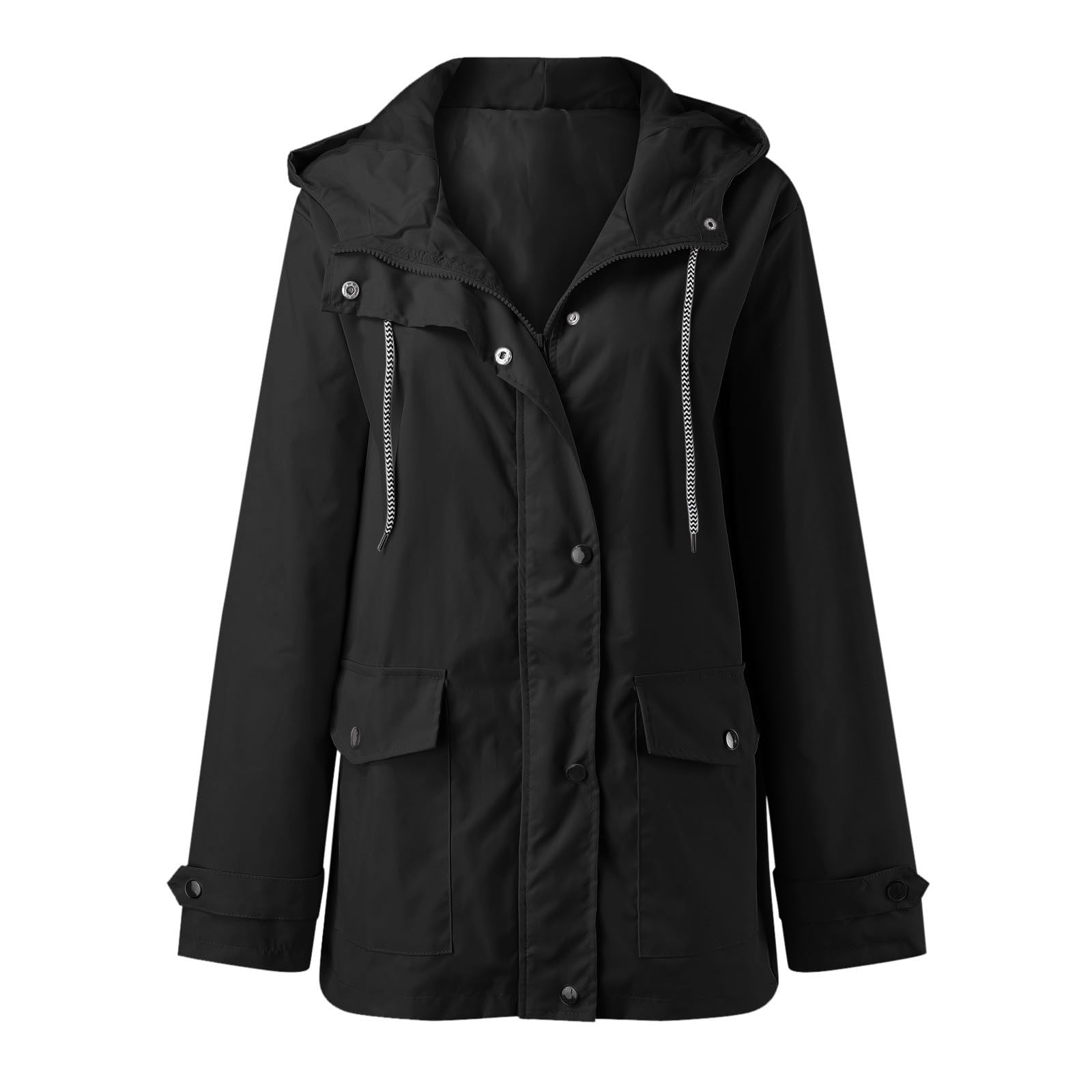 Genérico Cortavientos Mujer-Sudadera Con Capucha Para Mujer Abrigo Impermeable Para La Lluvia Bolsillos SóLidos Chaqueta Con Cremallera Chaqueta De Lluvia A Prueba De Para Entrenamiento Al Aire Libre