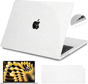 Teryeefi MacBook Air 15" Case for M3 A3114 / M2 A2914 2023 2024 Release, Shiny Light Weight Shockproof Protective Cover & JIS Japanese Keyboard Cover & Screen Protector for MacBook Air 15" Cover, Bling Clear