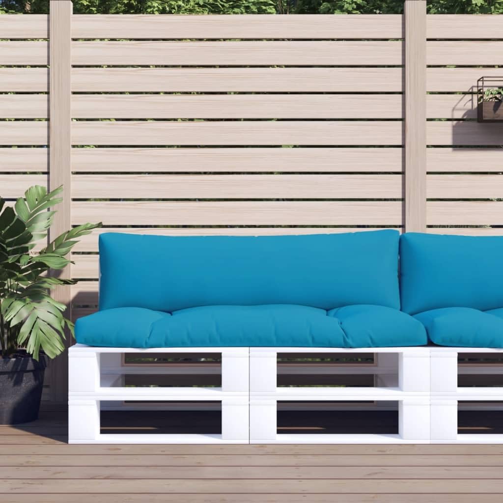 Cuscino per pallet, 2 pezzi, blu chiaro, cuscini per seduta e schienale in poliestere con imbottitura in fibra cava, impermeabili, 110 x 58 x 10 cm, per giardino, balcone, terrazza, interni ed