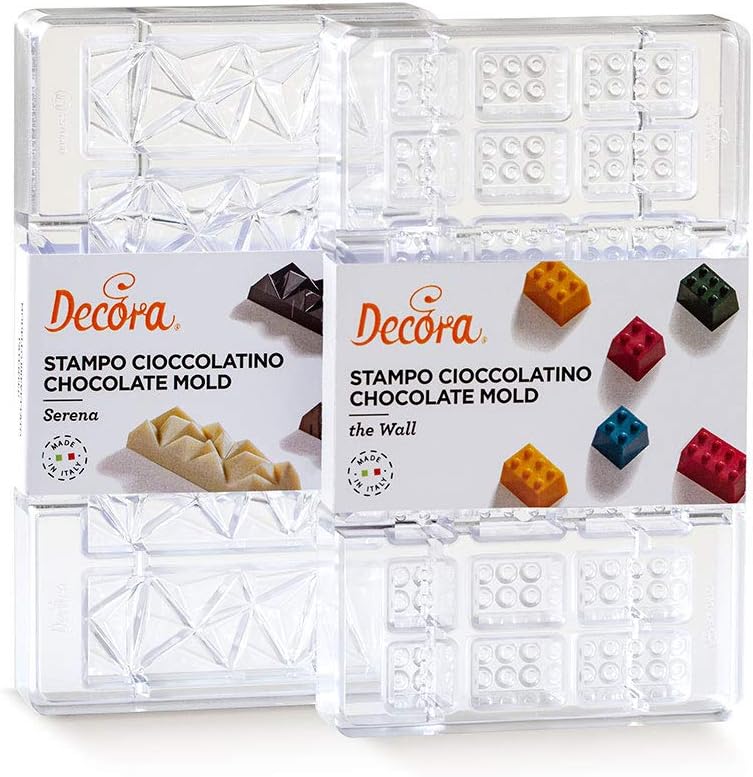 Decora Professional Chocolate Mould Bricks, 24 Cavities of Mixed Sizes, Polycarbonate