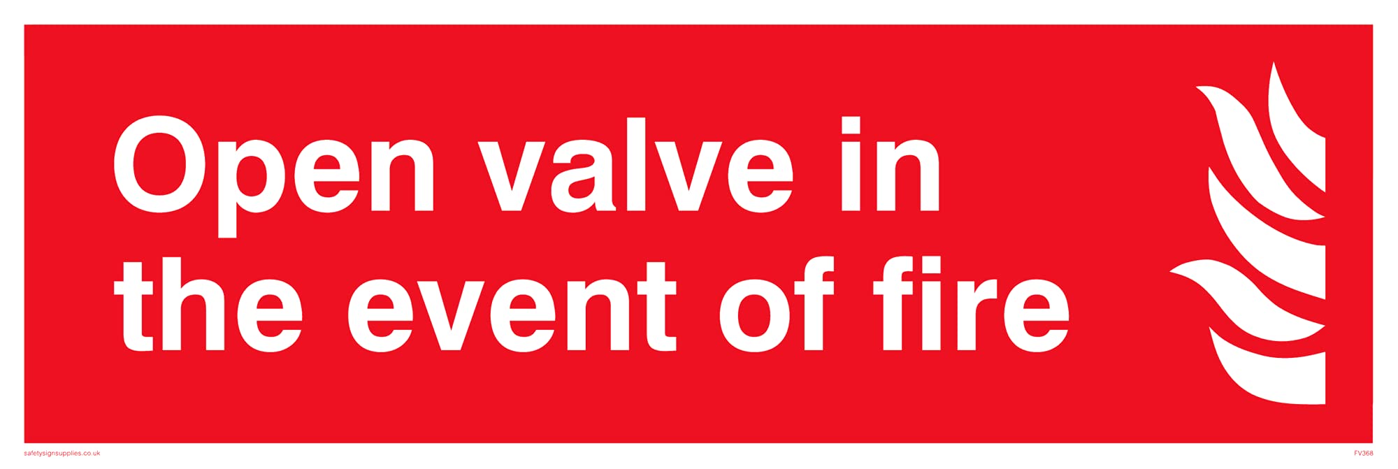 Pack of five - Open Valve In The Event Of Fire Sign - 300x100mm - L31