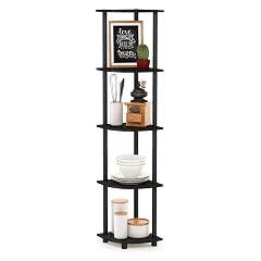 Furinno TURN-N-TUBE Corner Shelf 5-Tier Corner Bookshelf Open Storage Shelves for Organization and Storage Living Room Home Office