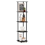 Furinno Turn-N-Tube 5 Tier Corner Display Rack Multipurpose Shelving Unit, 1-Pack, Espresso/Black