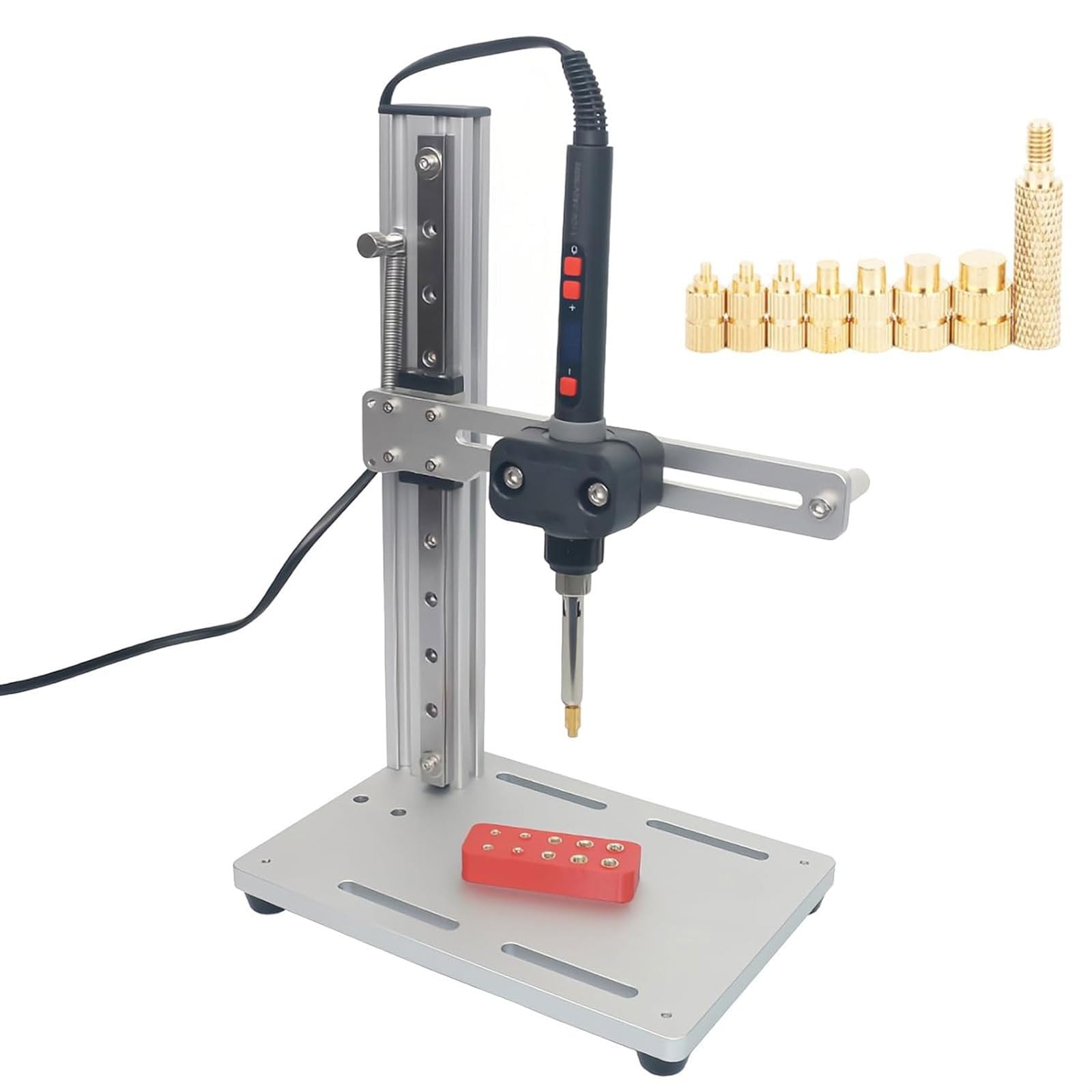 Eiwitany 90W Digital Vertical Heat Set Insert Press equipped with M2-M8 Brass Tips, Heat Press Tool for 3D Printed & Plastic Components (20.5cm)