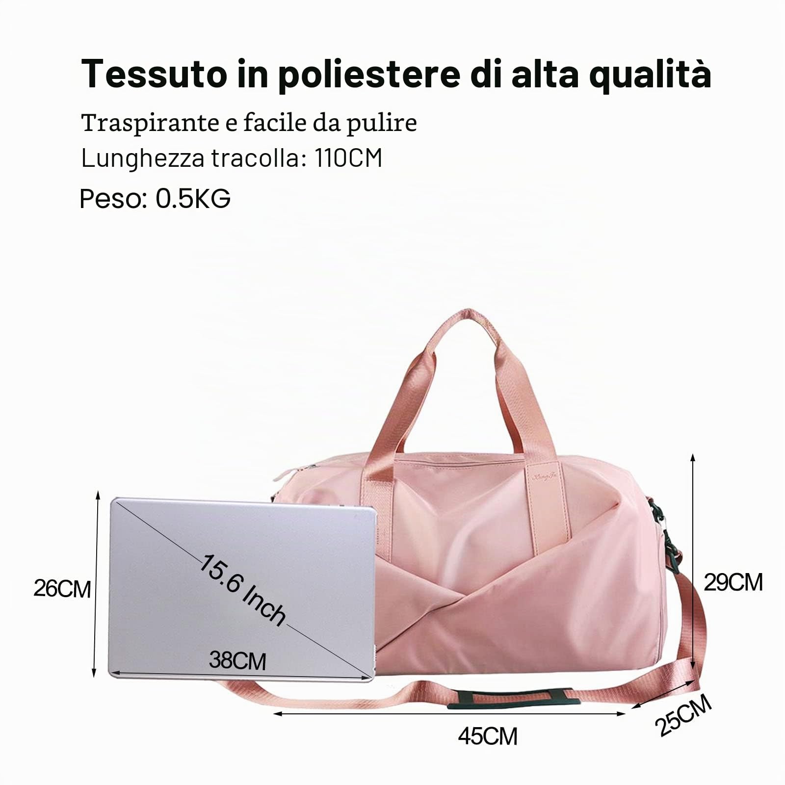 FANDARE Ultraleggero Borsone da Viaggio Borsa Palestra Borsa Sportivo Weekender Borsone Donna Uomo Grande Piscina Palestra Borsa a Spalla con Scomparto Scarpe & Tasca di separazione bagnata e asciutta
