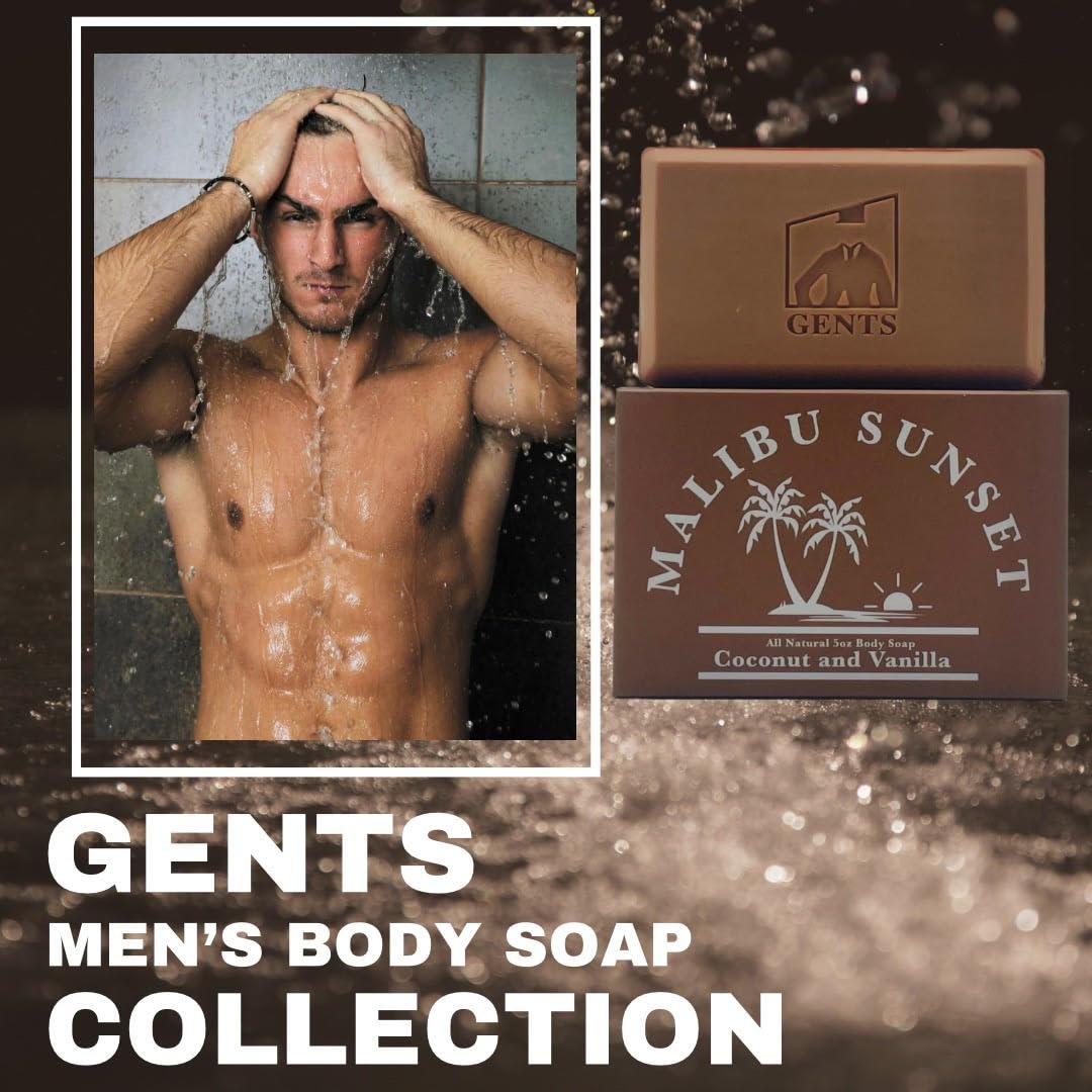 G.B.S Gents Variety Men's Body Soaps - Moisturizing Bar Soap for Men, Smell Fresh and Clean, Washing Hands & Body, All Skin Types for Bath and Shower (Malibu Sunset)