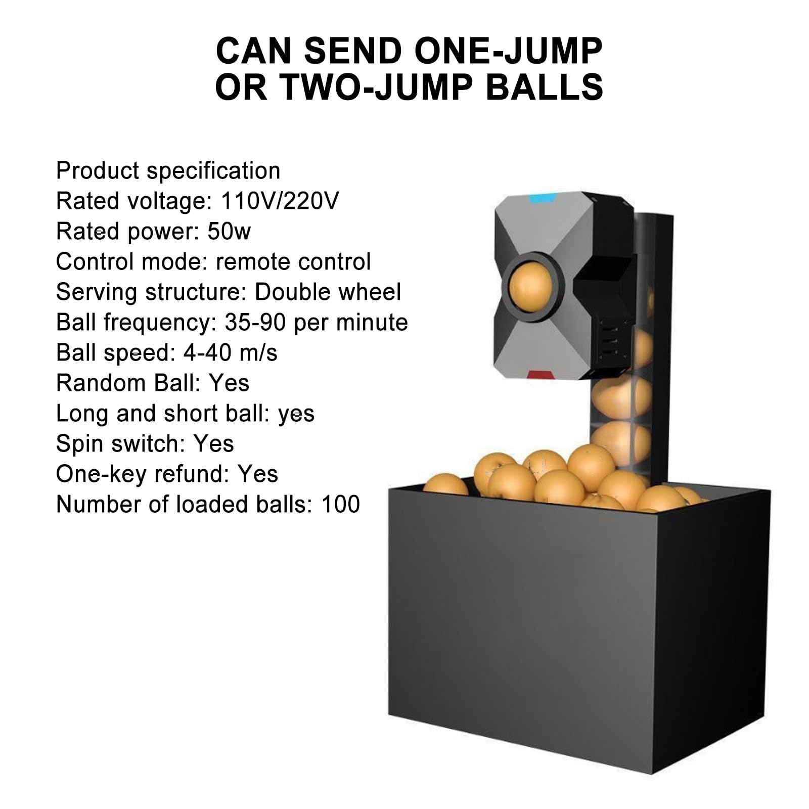 Robot da Ping Pong, Macchina Automatica per Palline da Ping Pong, con 8 Palline con Effetti Diversi, per Allenamento, Lancio di Palline per Allenamento con Telecomando,SETB-110V