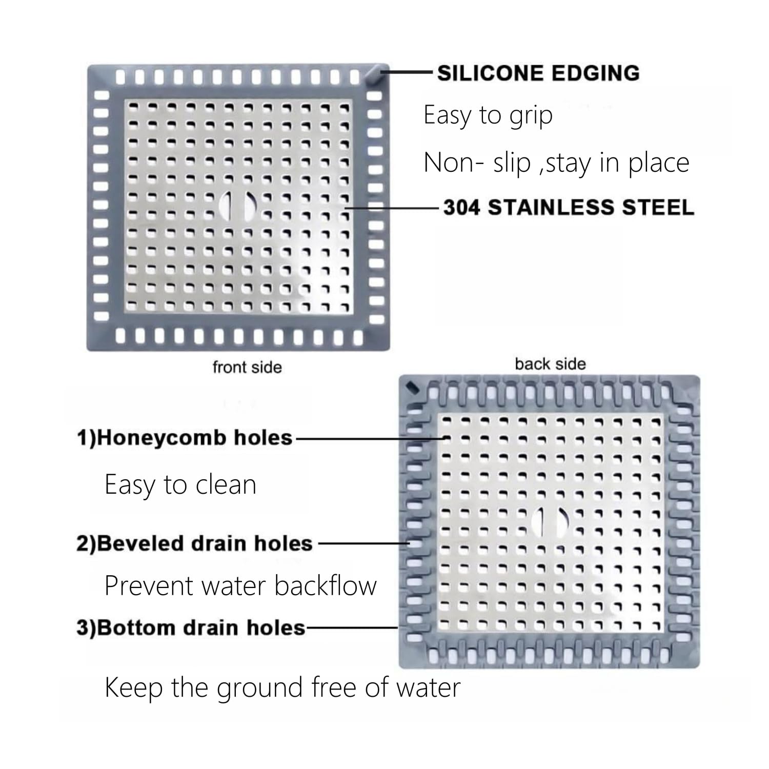 Square Shower Drain Cover Hair Catcher for Shower Drain Cover Essential to Prevent Drains Clogging for Bathroom Laundry - Image 3