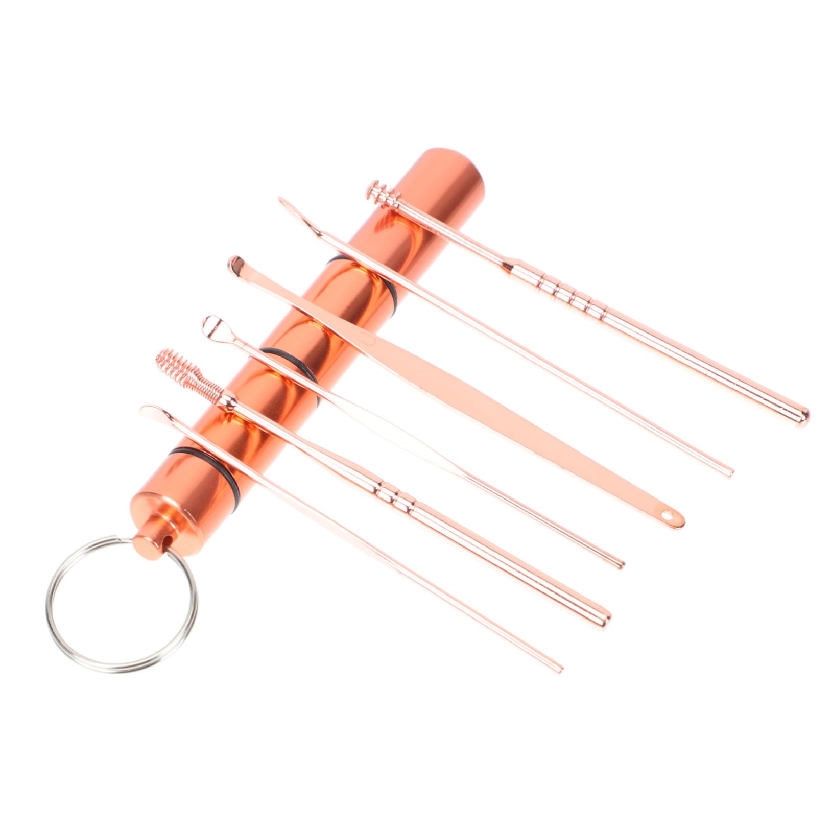 OHPHCALL Rose Gold Stainless Steel Ear Set 6pc Ear Cleaning Tools Smooth Surface for Safe Use