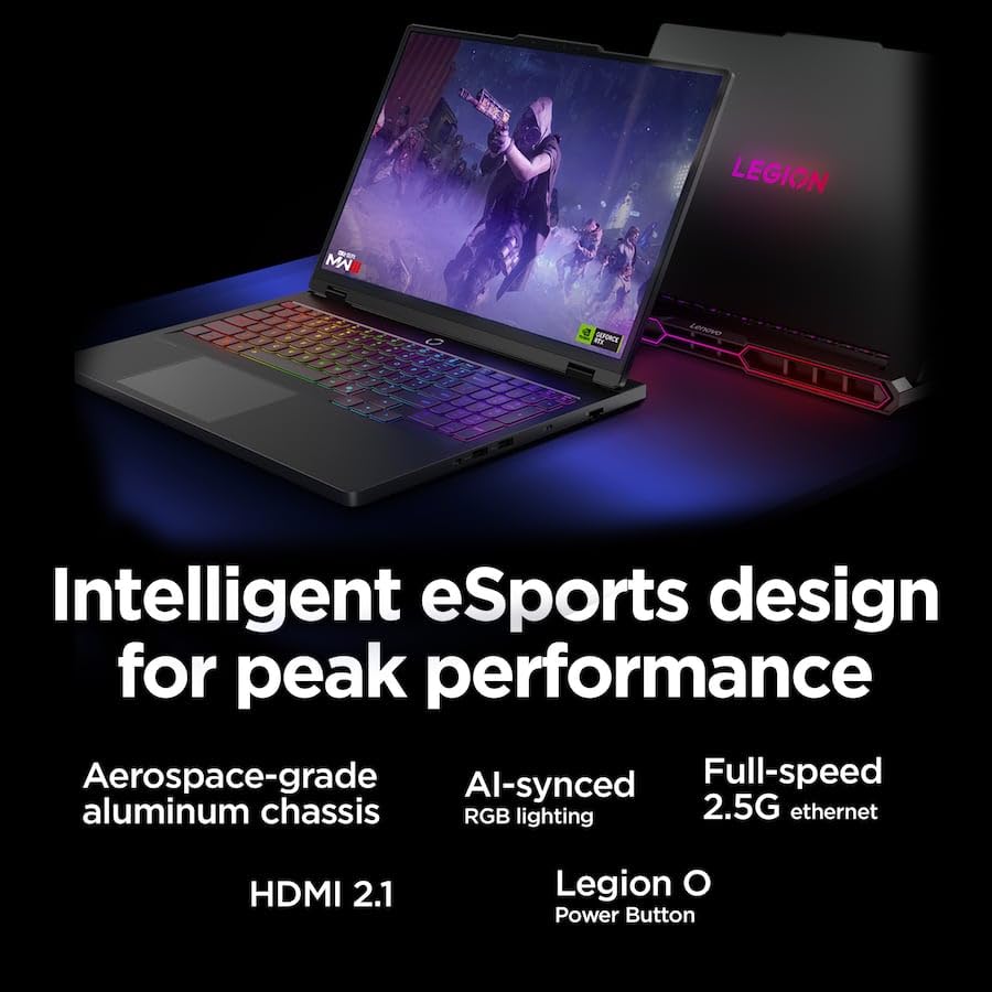 Image of Lenovo Legion Pro 7i Gaming Laptop, 16 inch WQXGA OLED 240Hz Display, Intel 24-Core Ultra 9 275HX Processor, NVIDIA GeForce RTX 5080 16GB GDDR7, 64GB DDR5-6400 RAM, 1TB PCIe Gen 5 SSD, Windows 11 Pro