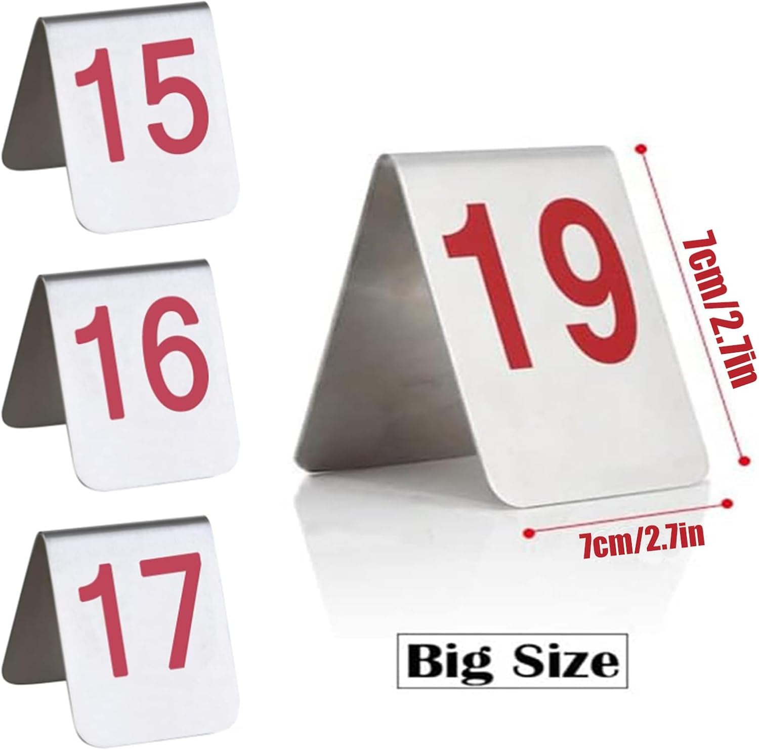 Números de Mesa de Carpa de Doble Cara, Placas Apilables para Restaurantes, Bodas Y Fiestas de Cumpleaños, de Acero Inoxidable./1-100