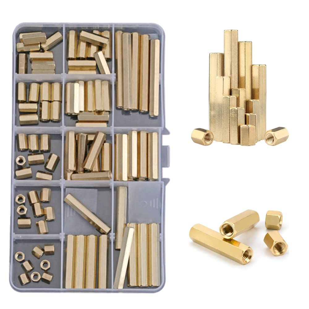 87piezas M4 Combinación de kits Manguito espaciador hexagonal de rosca interna de columna PCB recta de latón
