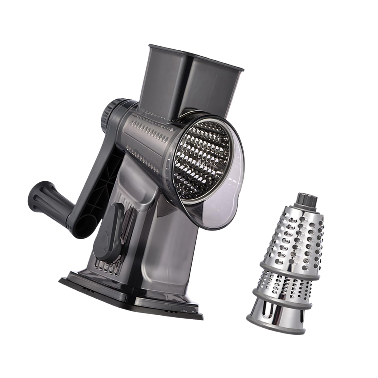 LXJLXD Compact Rotary Grater with 3 Interchangeable Stainless Steel Disks for Efficient Food Preparation Stainless Steel Grater