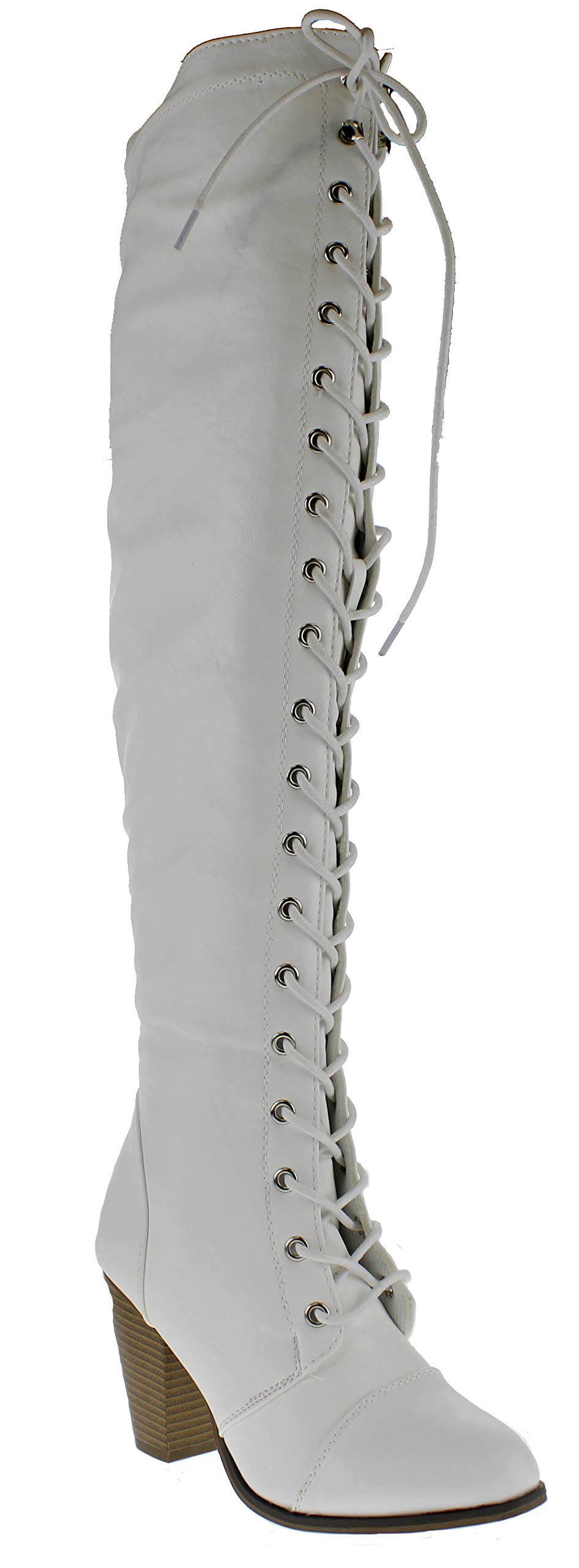 Snapklik.com : Forever Womens Chunky Heel Lace Up Over-The-Knee High ...