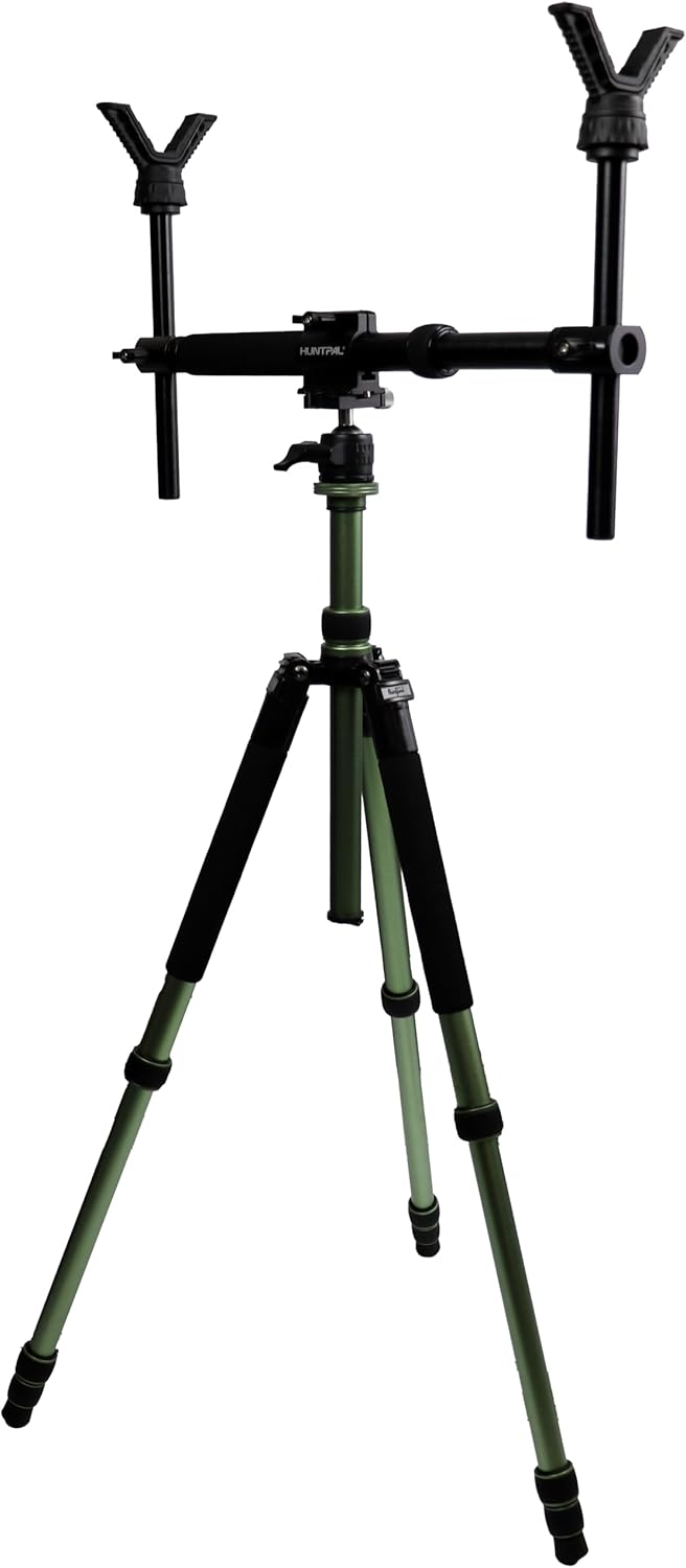 HUNTPAL Hunting Tripod Shooting Stick Gun Rifle Rest with Ball Head and Dual V Yoke Gun Rest