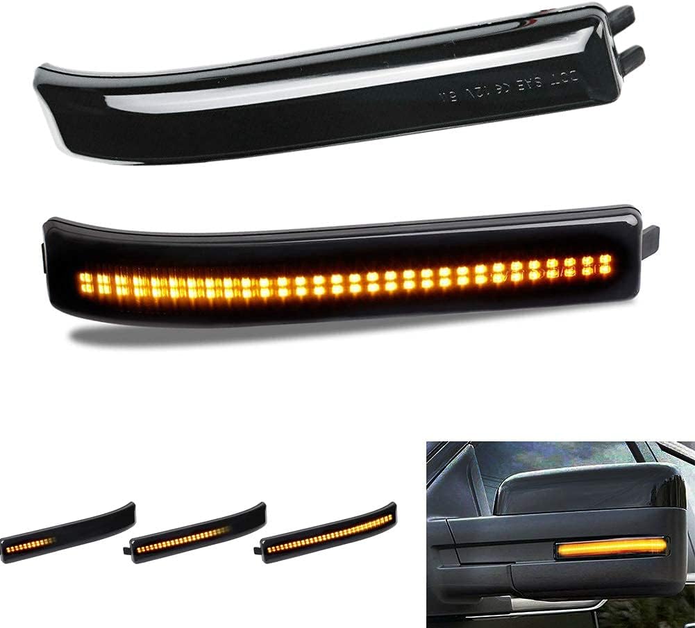 WASTOREEL Sequential Dynamic Turn Signal Lights Indicator Strip for 2009-2014 Ford F150 Raptor, Amber LED Strips Side Mirror Marker Light Blinker Lamp, Pair