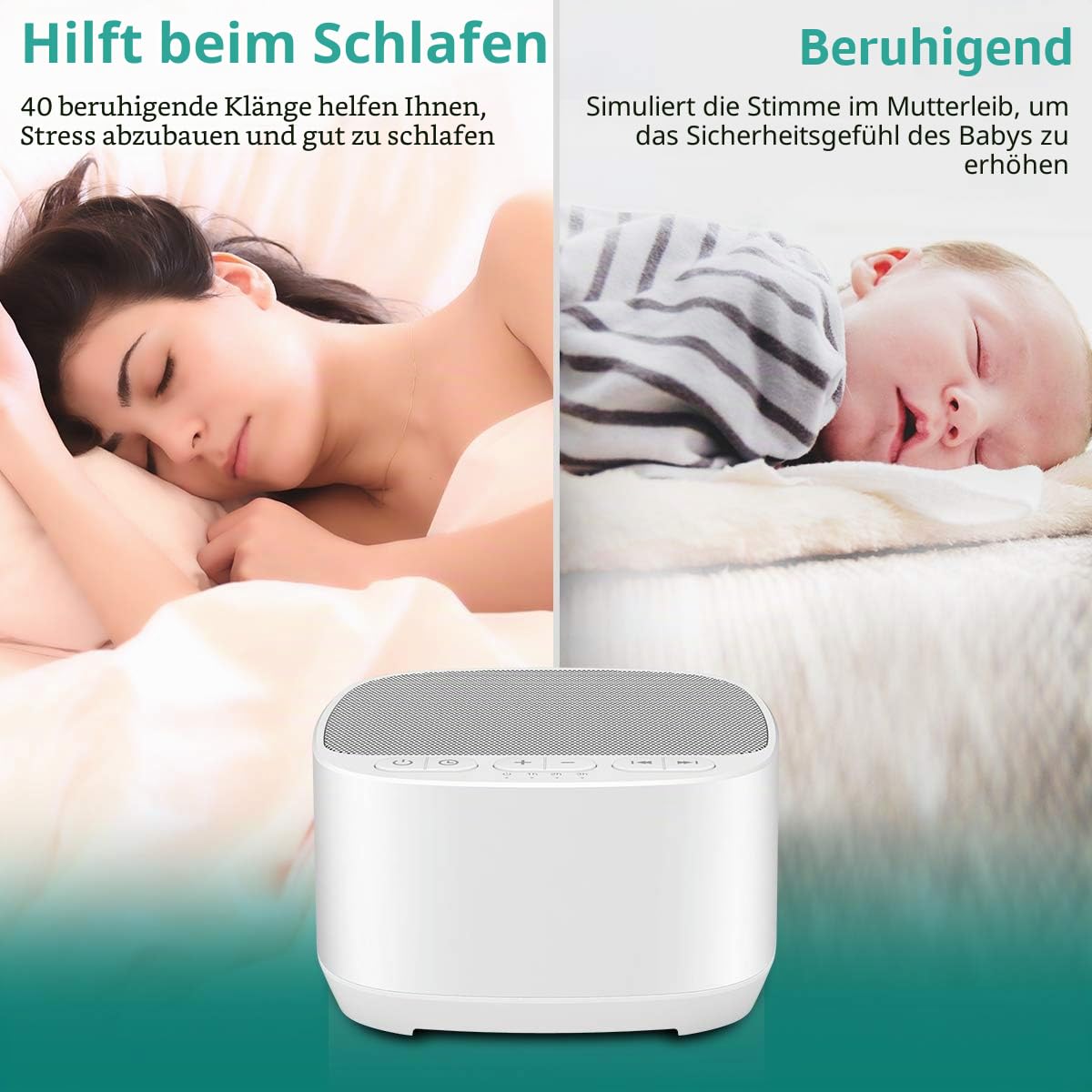 Magicteam Einschlafhilfe Weißes Rauschen 40 Natürliche Beruhigende Klänge Speicherfunktion 32 Lautstärkestufen Wechselstrom USB Timer