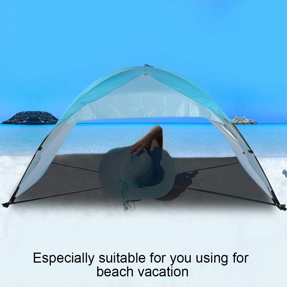 Pare-Soleil d'extérieur Double Pliable, revêtement argenté en Polyester, Tente de Plage de Sable Pratique, auvent pour Utilisation en Vacances à la Plage