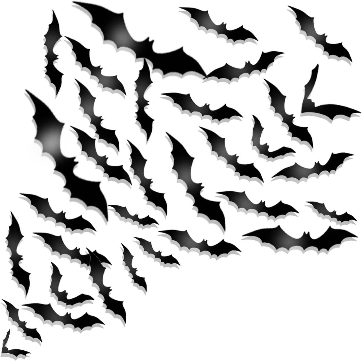 72 Pack 3D Bats Stickers Plastic Wall Bat Decals for Home Window Decor Halloween Party Supplies - Black