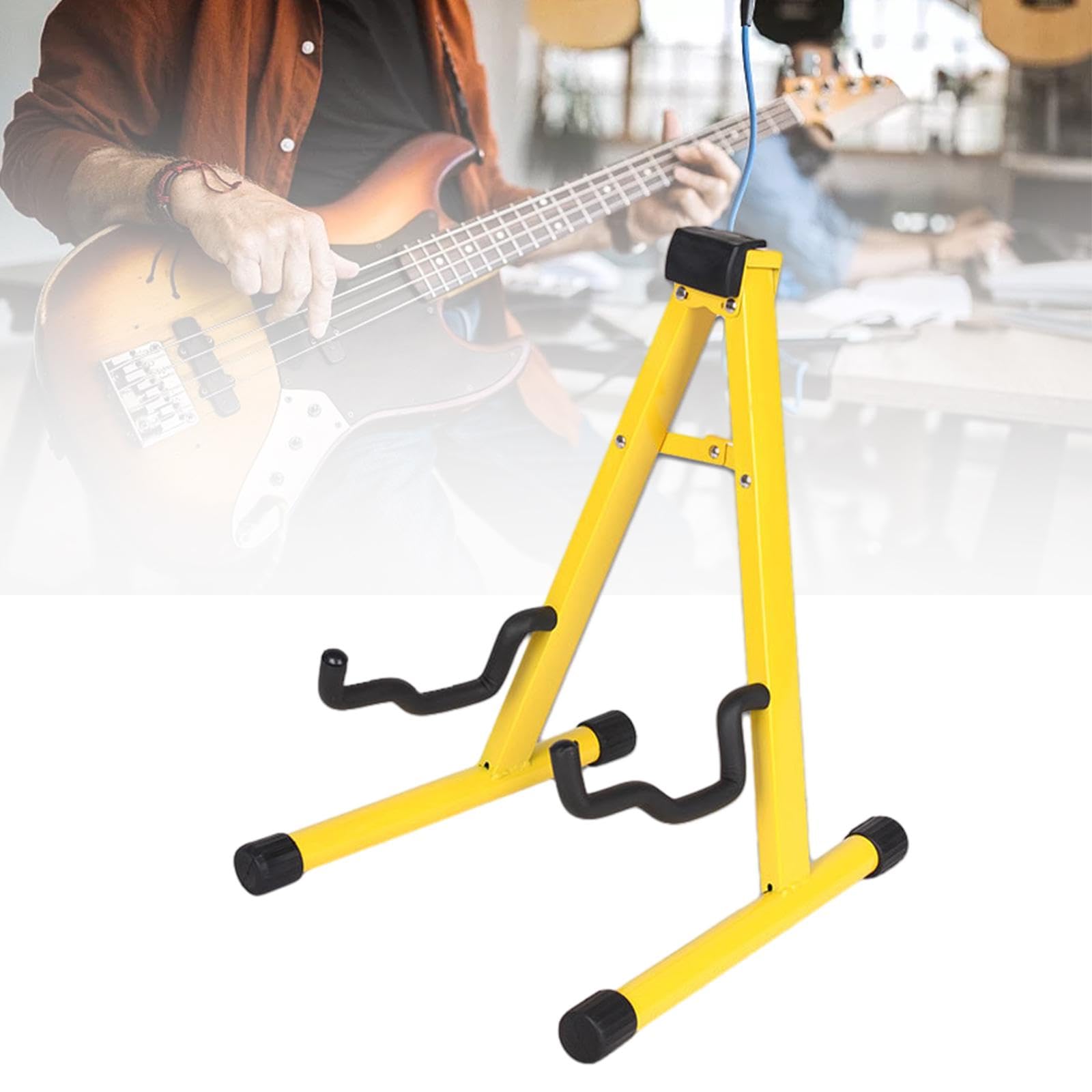 3 Satz Universal Klappbarer Instrumentenständer Gitarrenständer für Akustik E-Gitarre Gelb 30x25x37cm