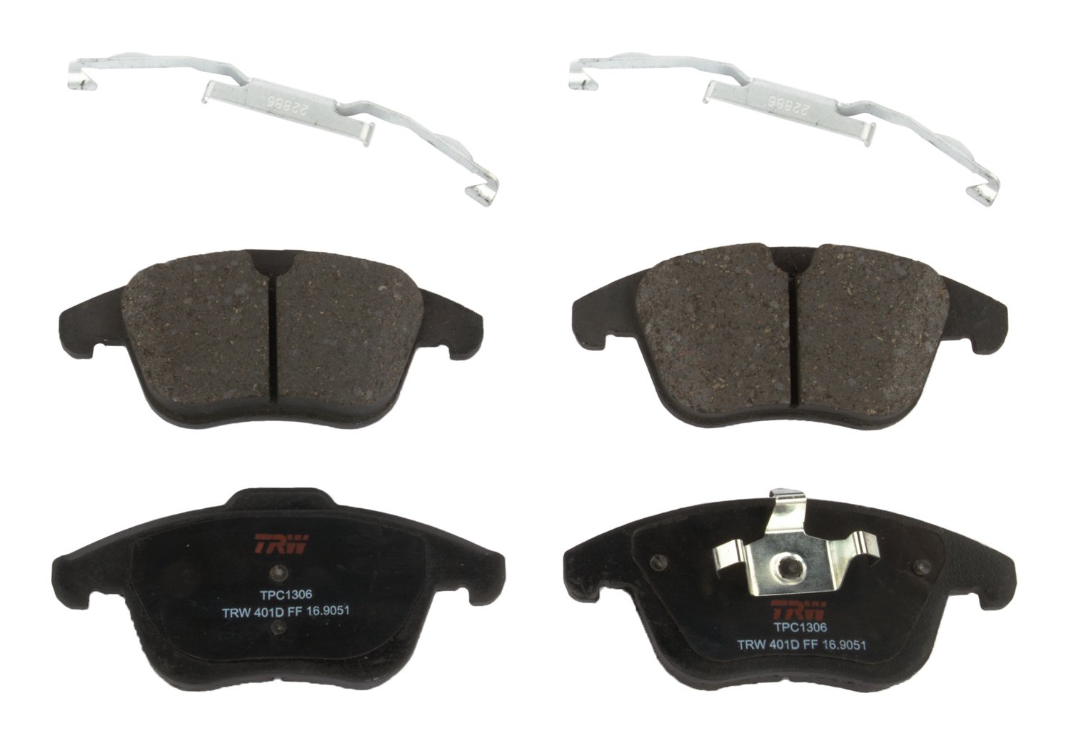 TRW Automotive TPC1306 Disc Brake Pad Set for Volvo S60: 2011-2018 and other applications Front, black