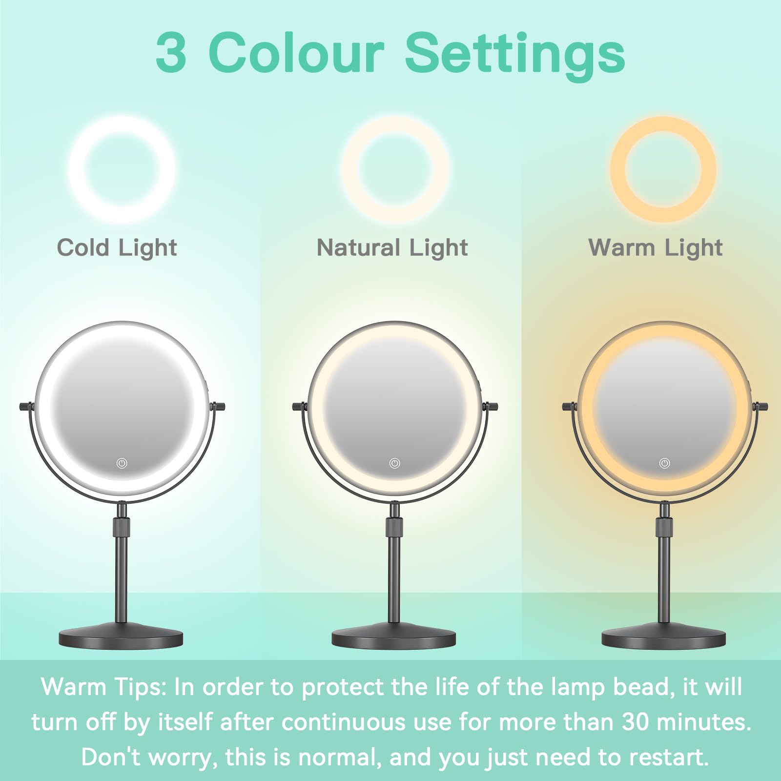iklestar Magnifying Mirror with Light, Height Adjustable 10X Make up Mirror with Lighting - Image 3