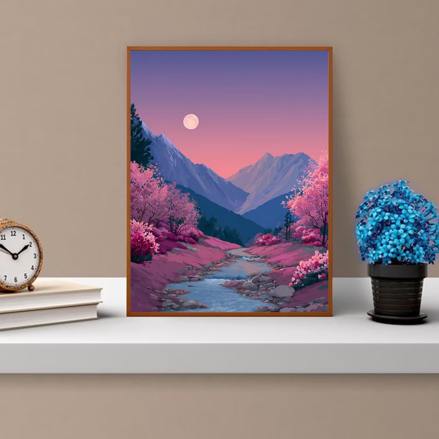 Dipingere con i Numeri Adulti Luna, Fiori Dipingere con i Numeri Bambini DIY Kit, Set Premium con Pennelli, Decorazione Casa & Creativo Regalo di Compleanno, Attività di Tempo libero 90x120cm z-473