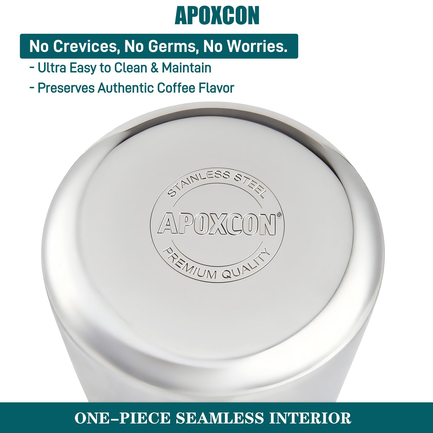 APOXCON Percolateur à café en acier inoxydable avec poignée en bois massif ignifuge et bouton de progression en verre transparent résistant pour le camping, utilisation sur n'importe quelle cuisinière