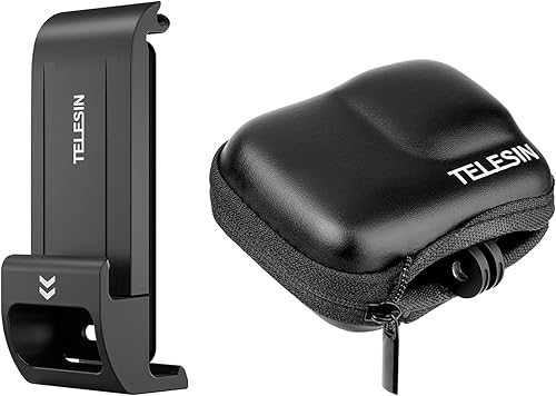 TELESIN G2 - Funda de batería + funda de transporte pequeña para GoPro Hero 12 Hero 11 Hero 10 Hero 9, puerta de batería resistente al agua y a la