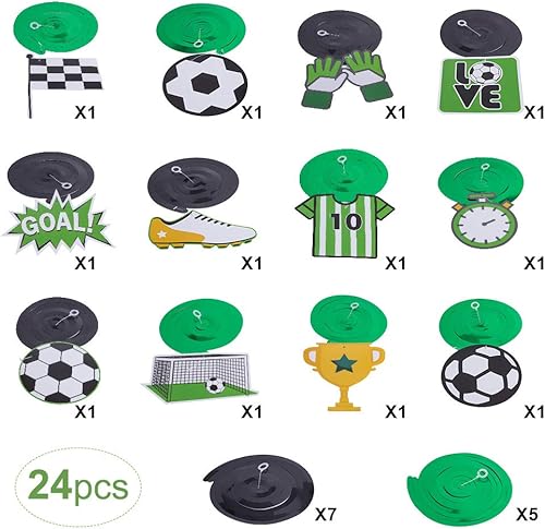 Miniatura 4 de Decoraciones de fiesta de cumpleaños con temática de fútbol, remolinos colgantes de feliz cumpleaños para niños, suministros de fiesta de fútbol