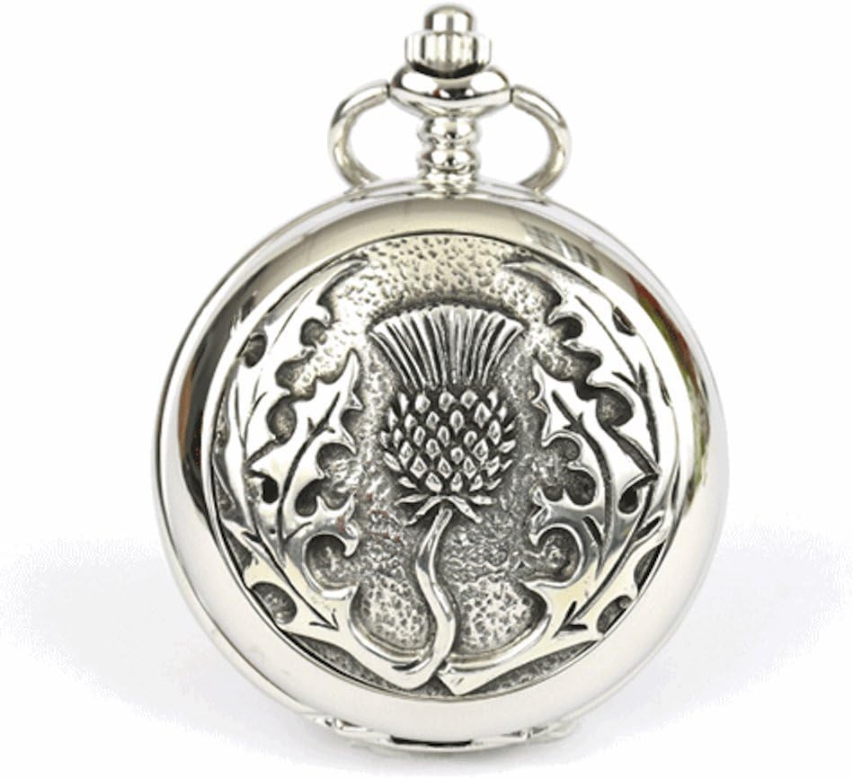 Mechanical Full Hunter Pocket Watch With Antique Scottish Thistle Front Design