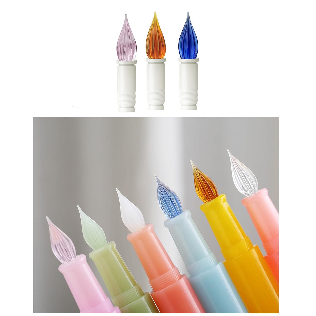 SIPLIV 3 Pcs Wancai Candy-colored Glass Pen Nib Compatible with Majohn - Model Wancai M2 C3 V1 N12,Style B — image 1