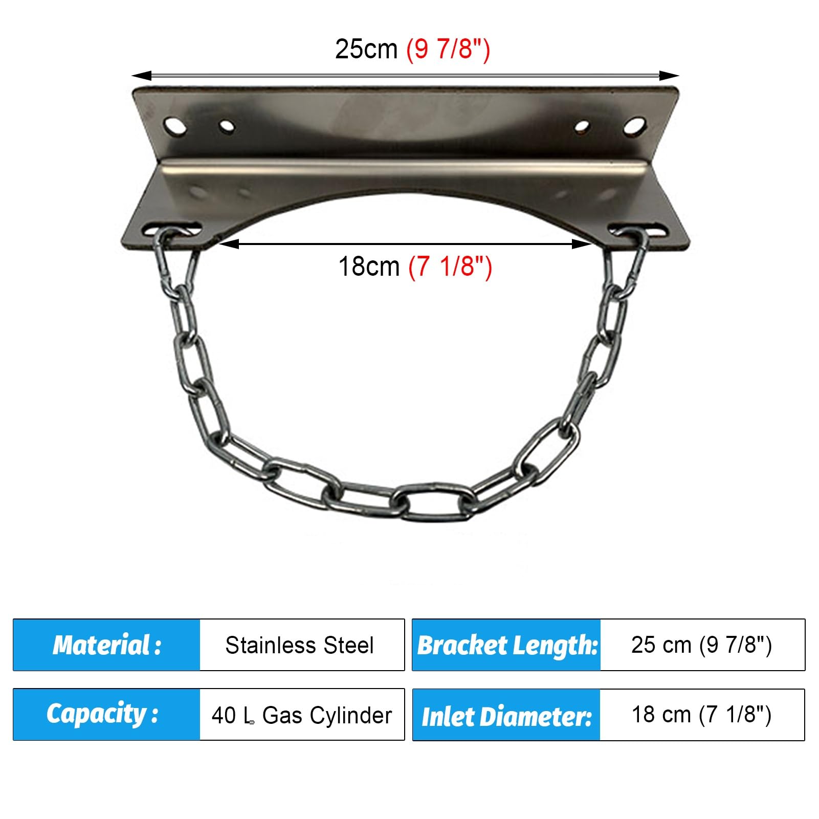 Soporte para Botella de Oxígeno Soporte para Bombona de Oxígeno de Plata Acero Inoxidable, Soporte para Bombona de Gas con Tornillos de Fijación, Estante Fijo para Almacenar Bombonas de Gas para Fábri