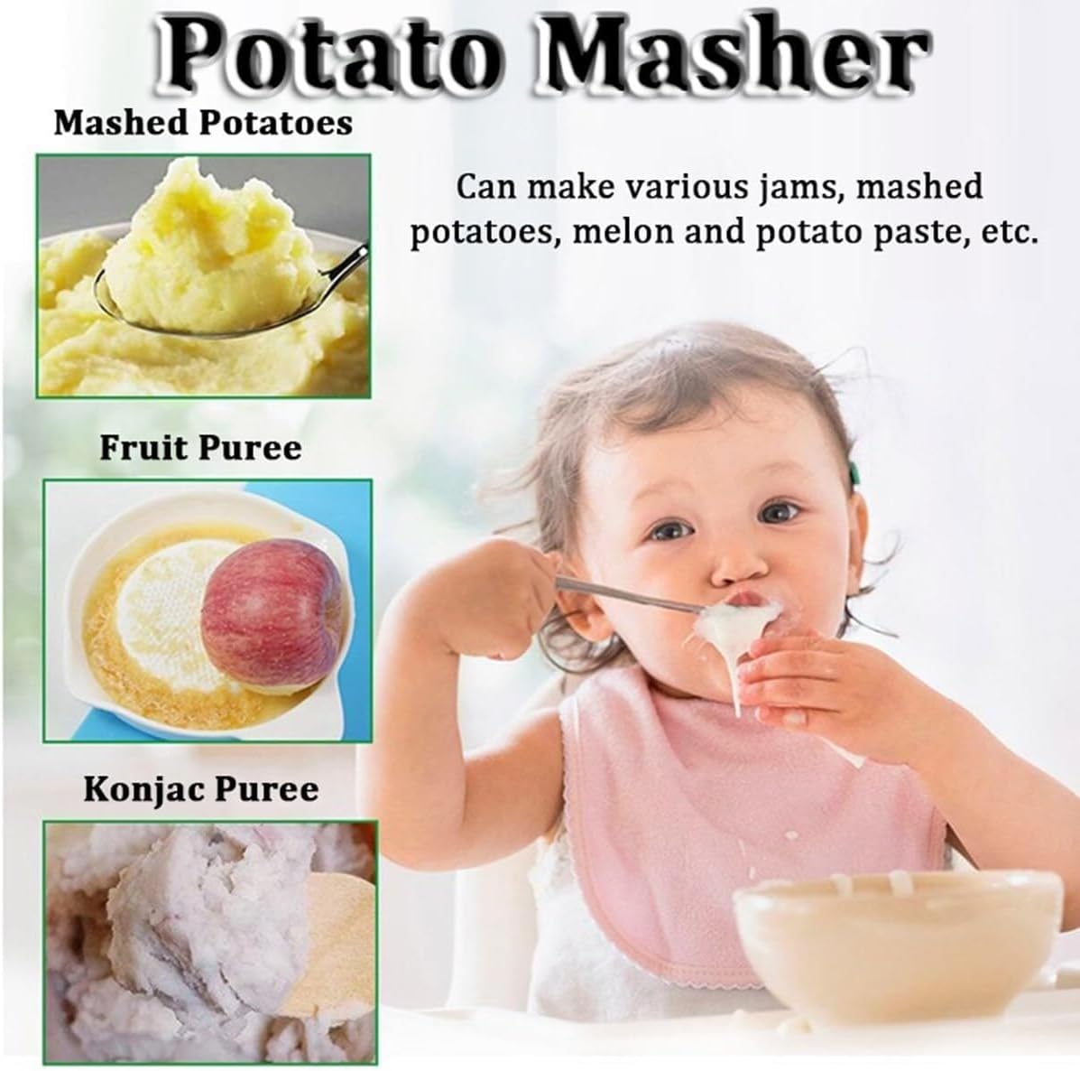 Heavy Duty Stainless Steel Potato Masher - Electric Potato Masher for Struggle-Free Mashing - Vegetable and Fruit Masher