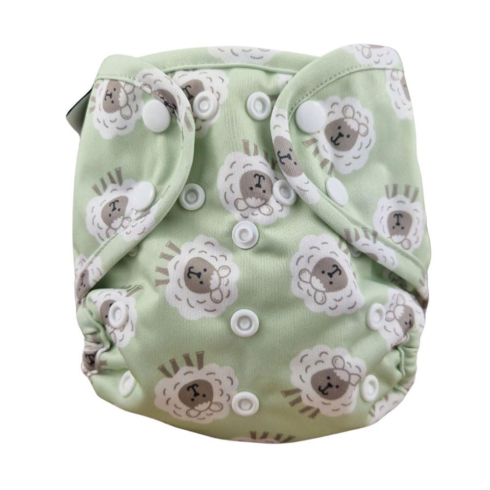 Canopy Thrive Reusable Nappy Cover, One Size 10-40 lbs, Double Gusset Design (Fluffy Sheep)