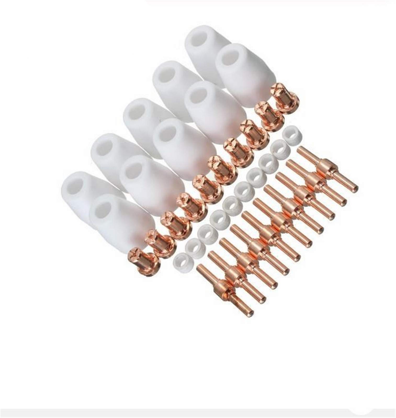 60 Pcs/Set Ceramic + Red Copper Air Plasma Cutting Cutter Consumables Extended TIP Nozzles Electrode for PT31 LG40 Torch CUT-50