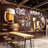 Customized 3D Retro Nostalgic Beer Self Adhesive Wallpaper, Restaurant Bar Ktv Winery Peel and Stick Wallpaper Decorative Wall Mural, Removable Large Sticker Posters Home Covering Interior,77'W x 55'H