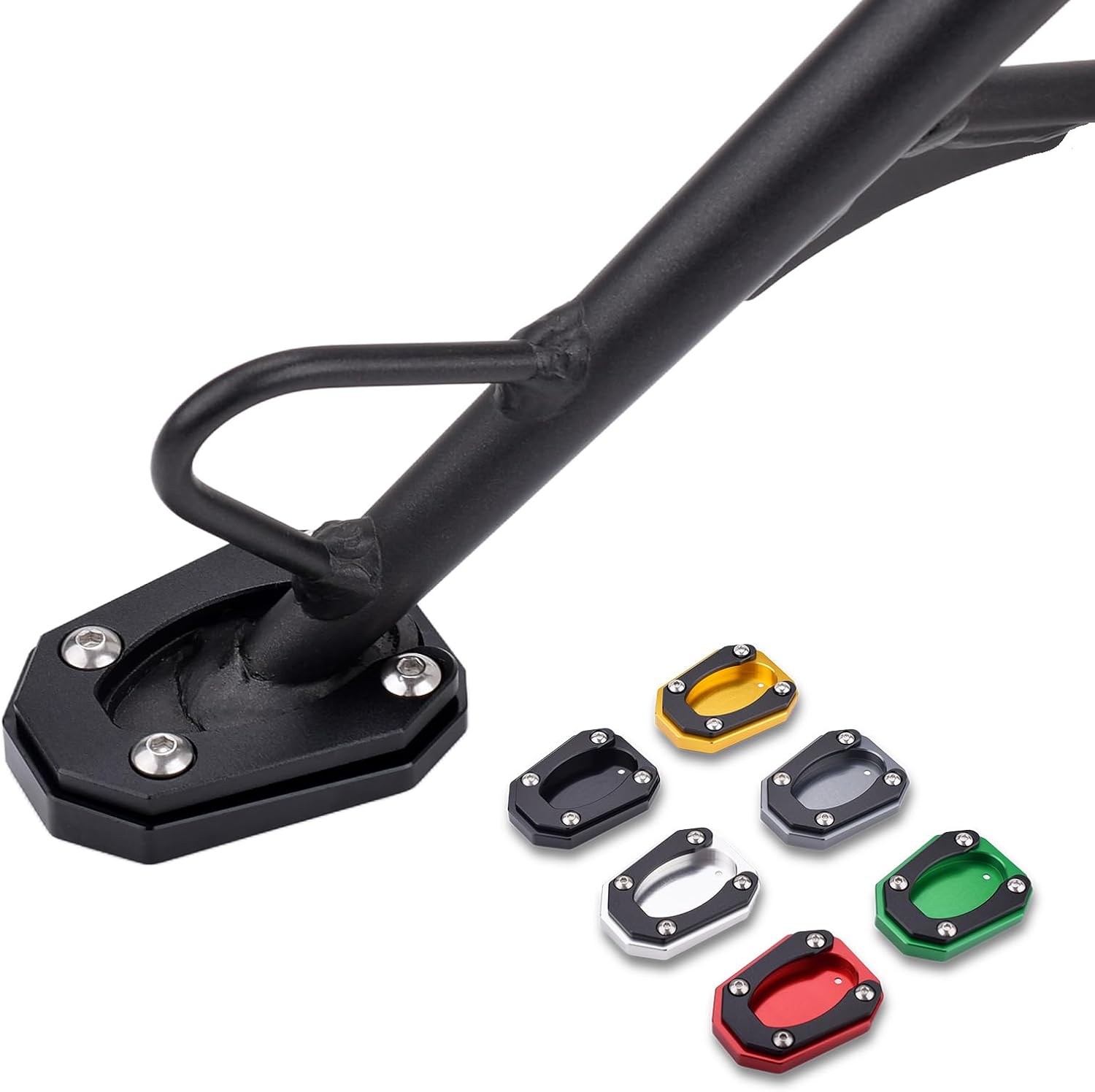 Motorcycle Kickstand Pad Side Stand Foot Extension Enlarger Plate Support (for Kawasaki Vehicle) Ninja ZX-4RR ZX-4R Z400 Ninja400 Z500 Ninja500 (Black)