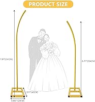 Vista 2 de Juego de 2 soportes para arco de globos, soporte de telón de fondo arqueado de boda con base, soporte de metal para globos de medio arco, arco