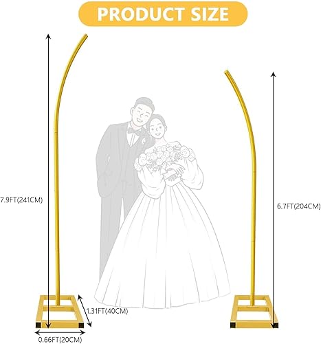 Miniatura 2 de Juego de 2 soportes para arco de globos, soporte de telón de fondo arqueado de boda con base, soporte de metal para globos de medio arco, arco