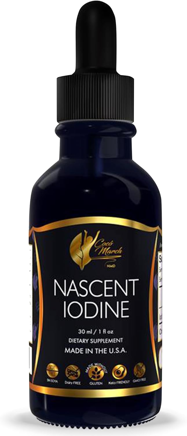 Cocó March N.M.D Nascent-Magnetized Iodine High Concentration, Thyroid & Metabolism Support, Gluten Free, Keto Friendly, Dairy Free, Soy Free, GMO Free, 1050 mcg Per Serving, 1 Fl Oz - 500 Servings