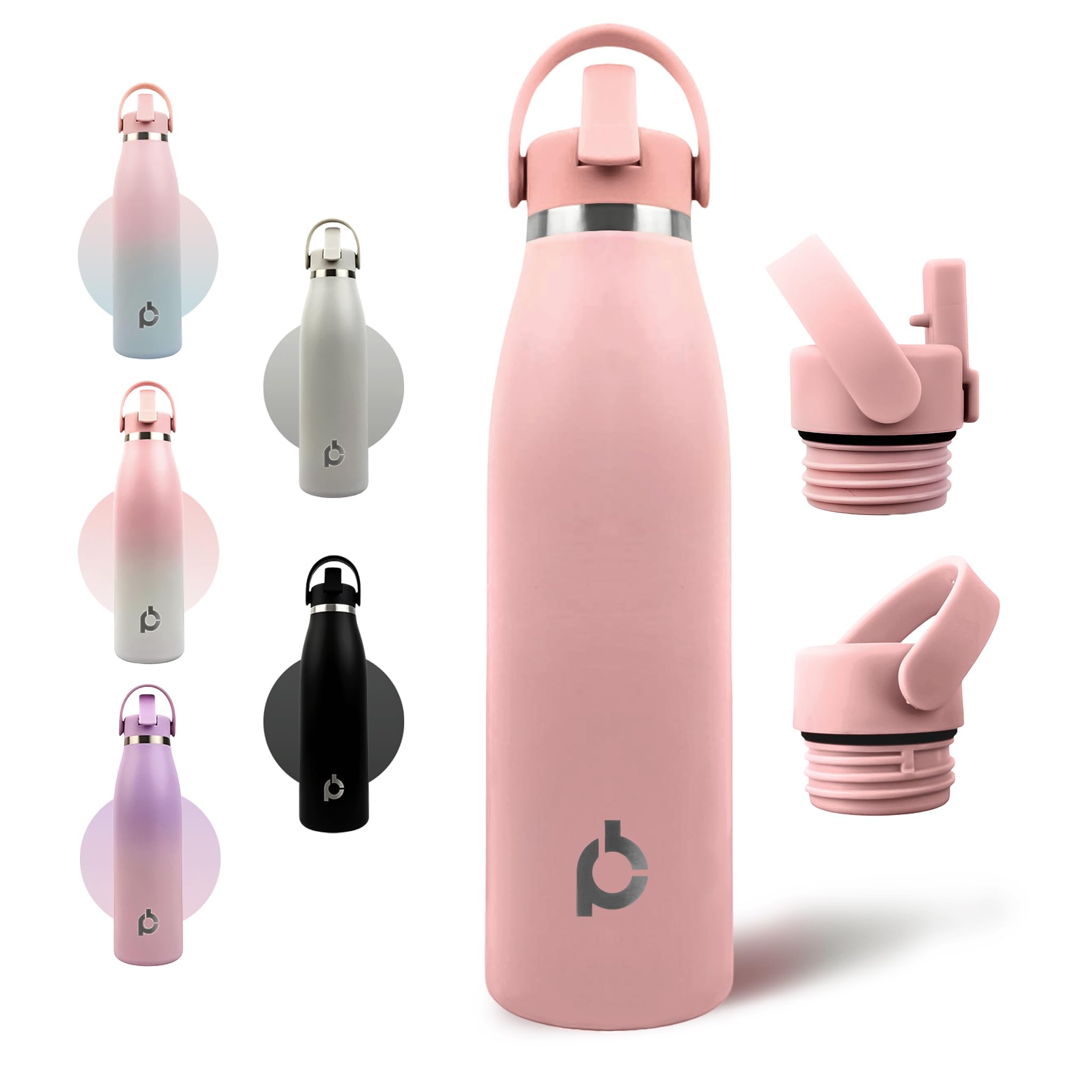 Positive Bottle® Insulated Stainless Steel Water Bottle 500ml/17oz, Rose Quartz, 500 ml