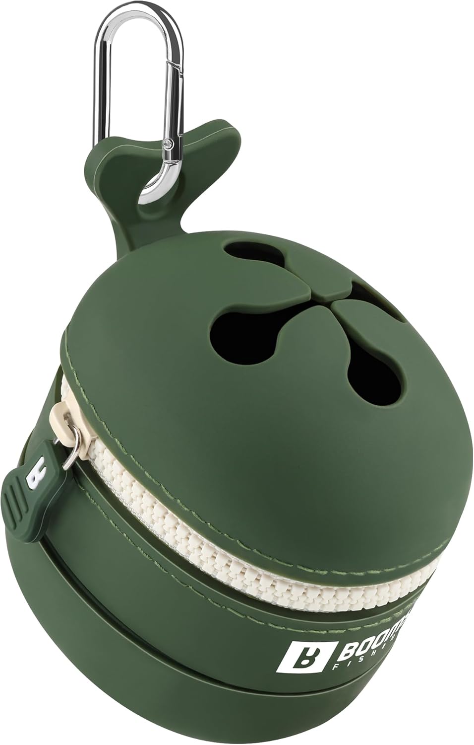Booms Fishing Portable Trash Pouch: Silicone Expandable & Collapsible Fishing Line Waste Cantainer – Eco-Friendly Reusable Garbage Holder for Fishing, Hiking, Camping & Outdoor Activities – ST2 Green