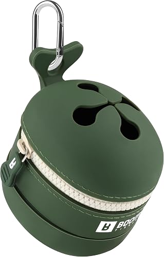 Booms Fishing Silicone Storage Container: Expandable Portable Silicone Storage Pouch - ST2 Eco-Friendly Collector for Small Fishing Gear, Pet Treats, Outdoor Waste Collection - Green