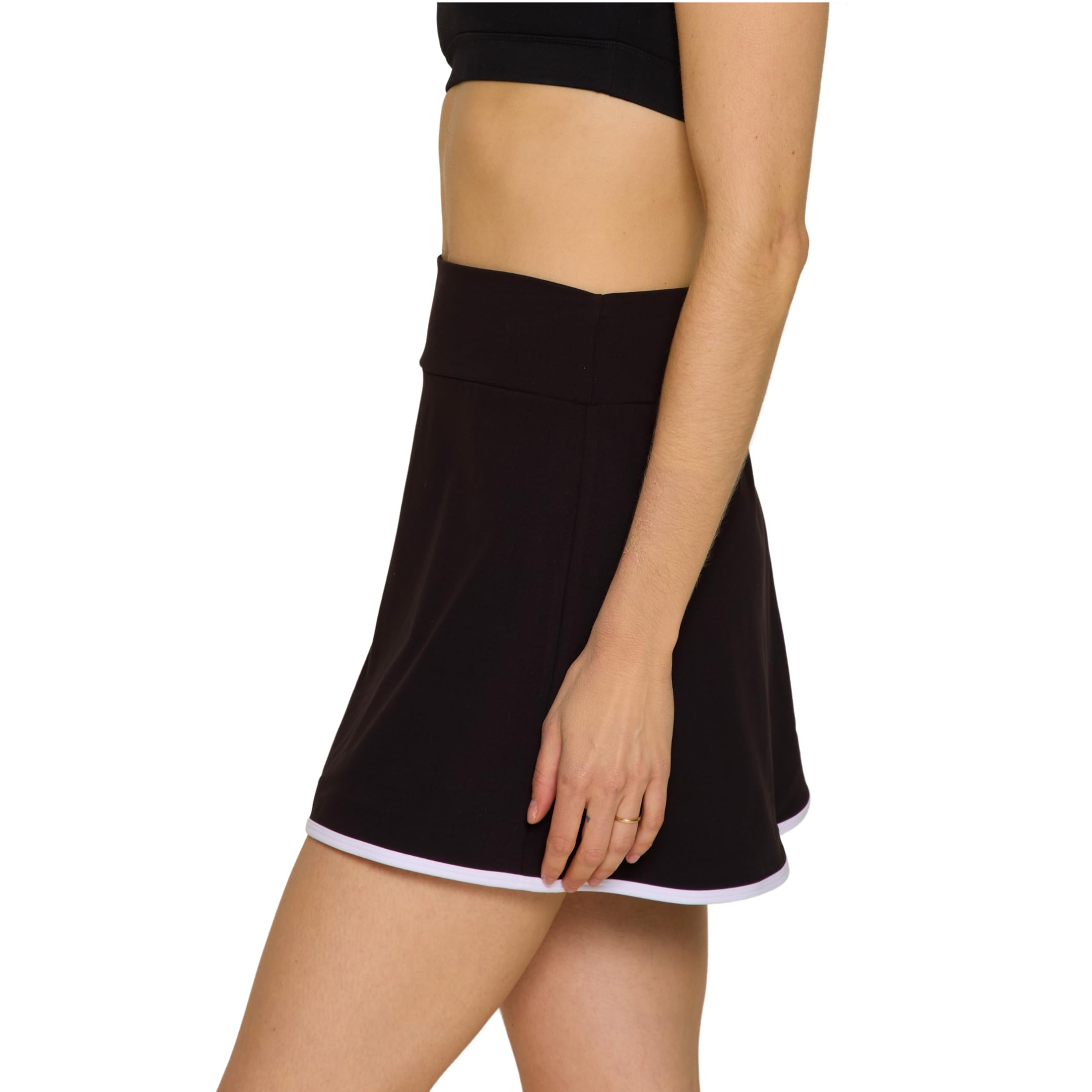 Danielle K. Women's Slit Active 15 inch Tennis Golf Casual Workout Skort with Built in Shorts 2 Pockets High Waist Breathable Black