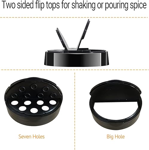 Miniatura 10 de BPFY Paquete de 24 tarros de plástico transparente de 6 onzas con tapas de plástico negro, botellas de especias redondas vacías, recipientes de